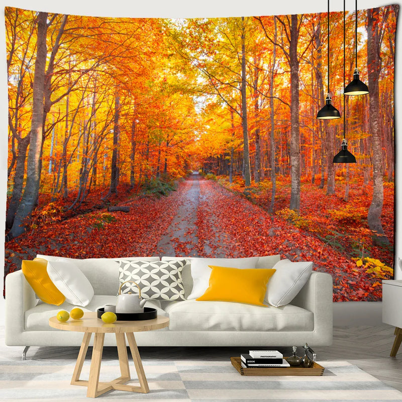 Afralia™ Red Maple Forest Tapestry Wall Hanging - Bohemian Aesthetics Room Decor
