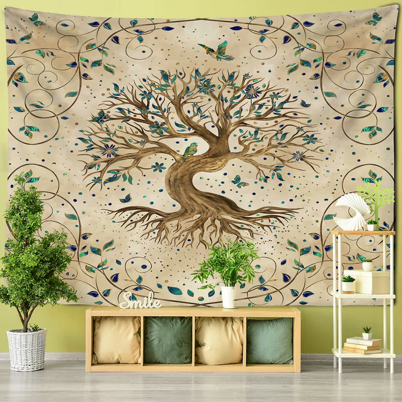 Afralia™ Psychedelic Tree of Life Cloth Tapestry Bohemian Wall Hanging Home Decor