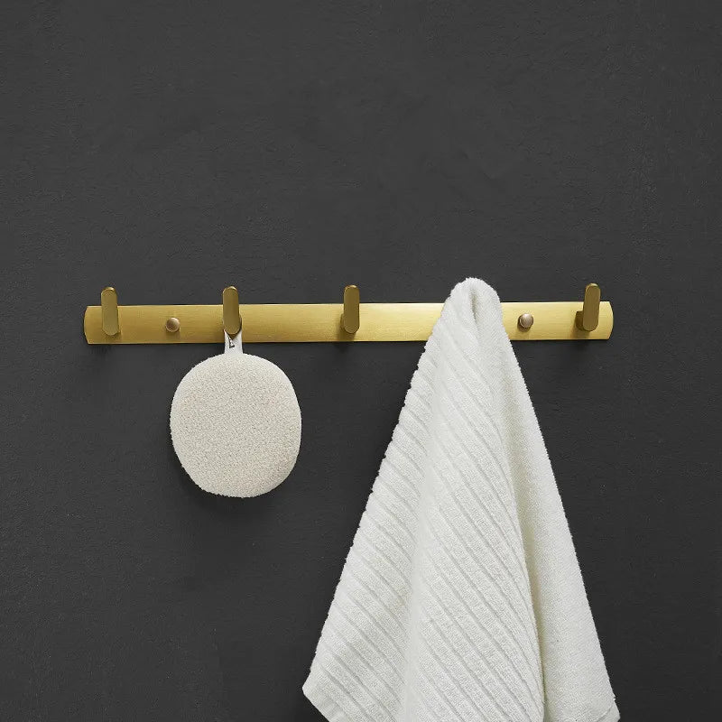 Afralia™ Brushed Gold Aluminum Robe Hooks Set for Bathroom and Kitchen
