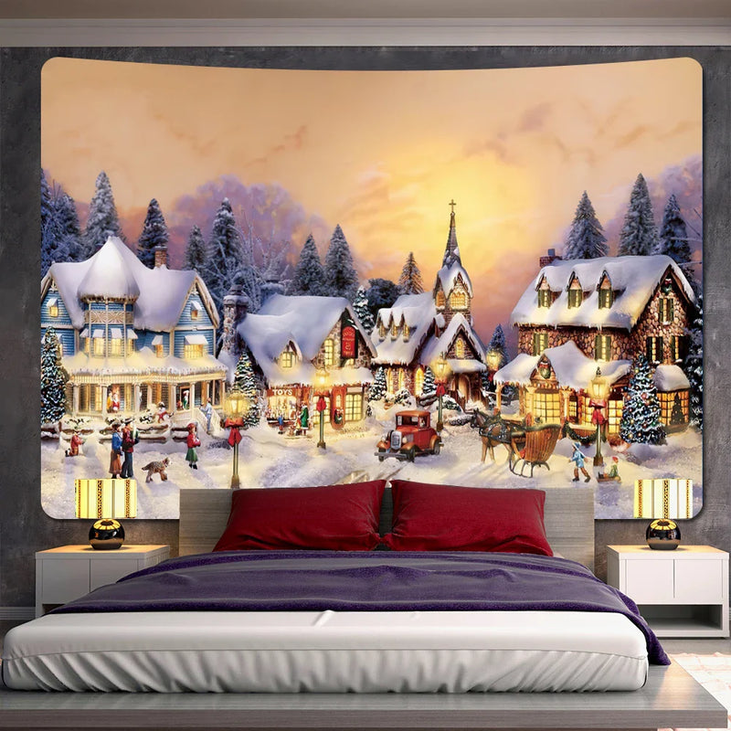 Afralia™ Christmas Tree Wall Tapestry Boho Living Room Decor Bed Sheet