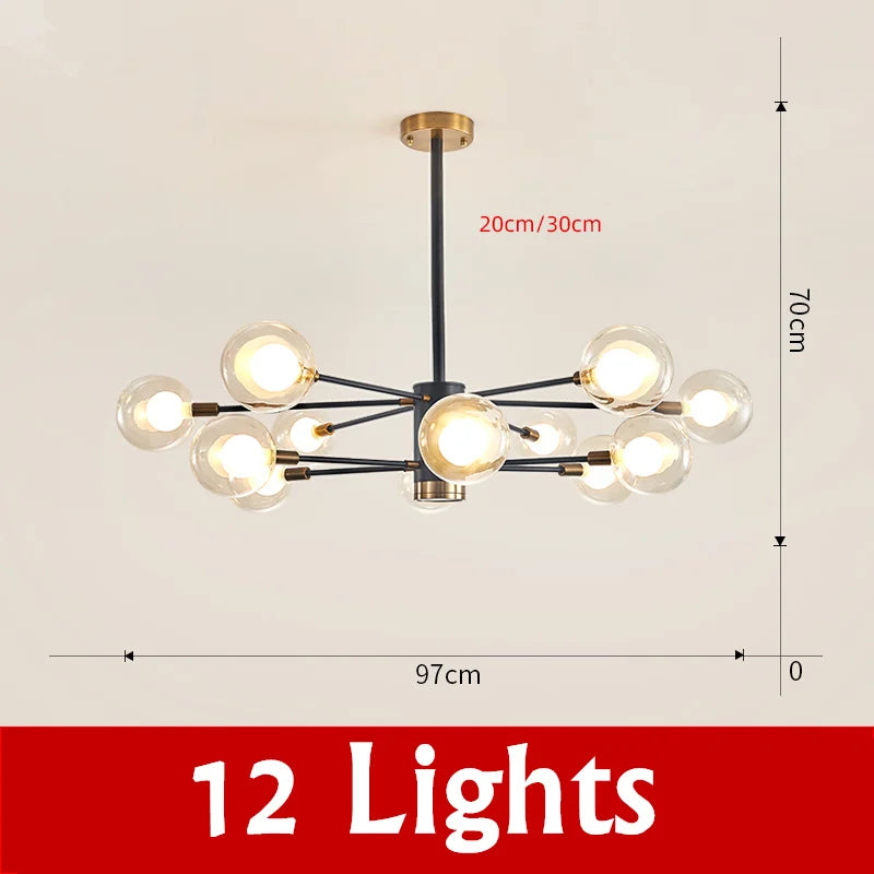 Afralia™ Glass Ball Chandelier Modern Spotlight Pendant Lamp Lighting
