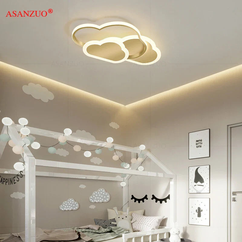 Afralia™ Cloud Pink LED Ceiling Lamp for Children's Room - Dimmable Modern Lighting