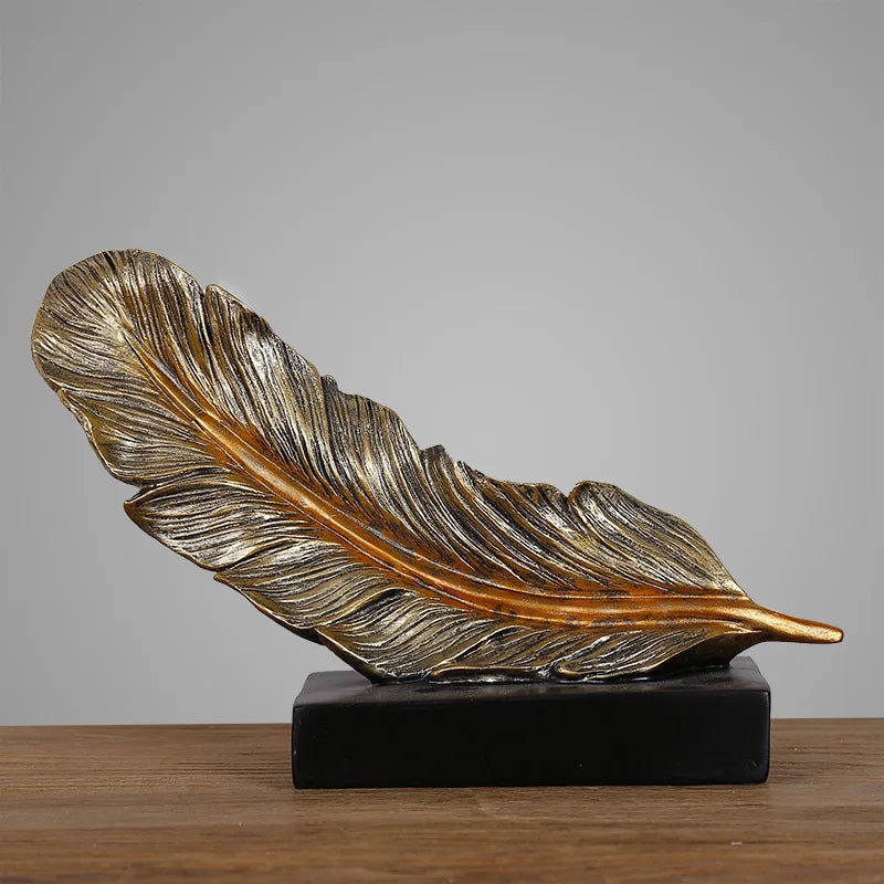 Afralia™ Feather Sculpture Resin Decor Creative Crafts for Living Room Office TV Cabinet