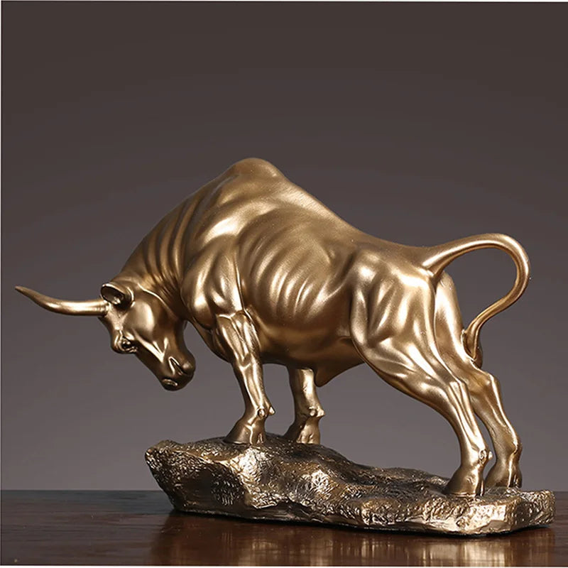 Afralia™ Bull Sculpture: Feng Shui Cattle Figurine for Office & Home Decor