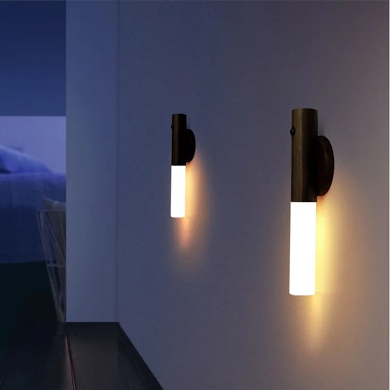 Afralia™ LED Night Light Sensor Wall Lamp Bedside Wireless USB Nightlight