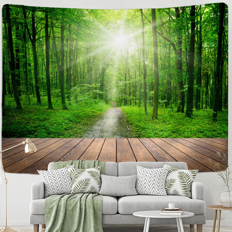 Afralia™ Woods View Tapestry Wall Hanging: Psychedelic Hippie Boho Living Room Decor