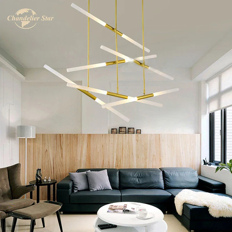 Afralia™ Nordic Iron Glass LED Chandelier Modern Living Room Bedroom Pendant Light