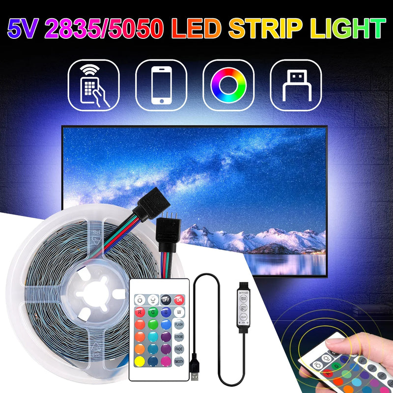 Afralia™ RGB LED Strip Light USB Bluetooth 5050 TV Screen BackLight