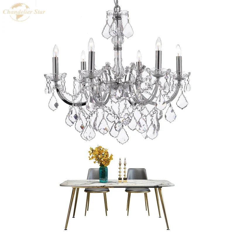 Afralia™ Traditional Crystal Chandelier LED Hanging Lamp Luxe Candle Lustre
