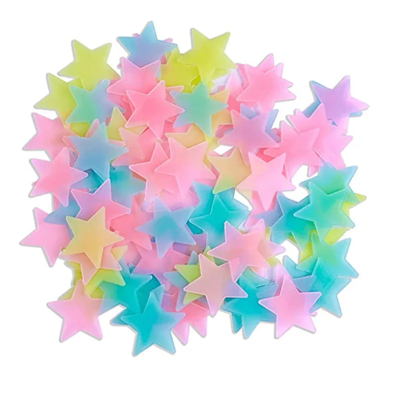 3D Stars Glow Dark Wall Stickers by Afralia™ – Luminous Fluorescent Home Decor