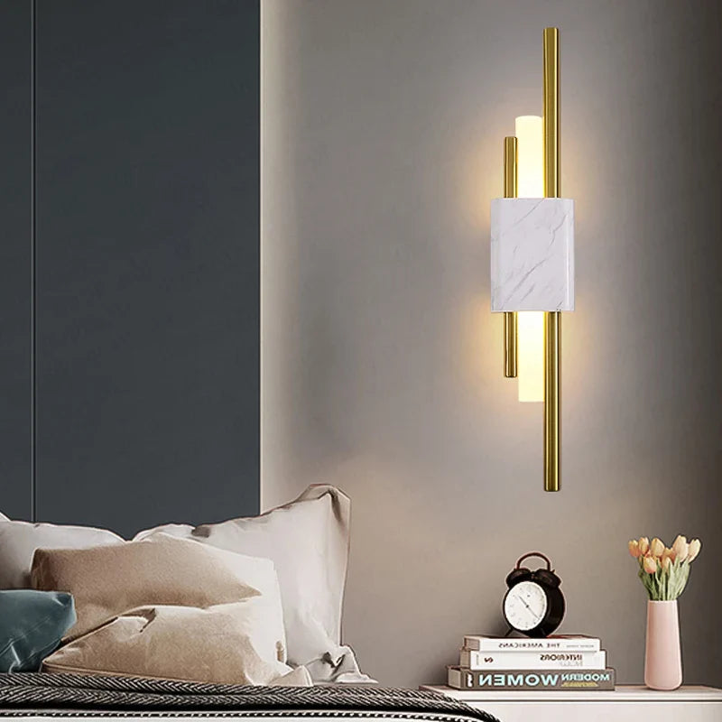 Afralia™ Nordic LED Marble Wall Lamps - Creative Living Room Sconce Light Fixtures
