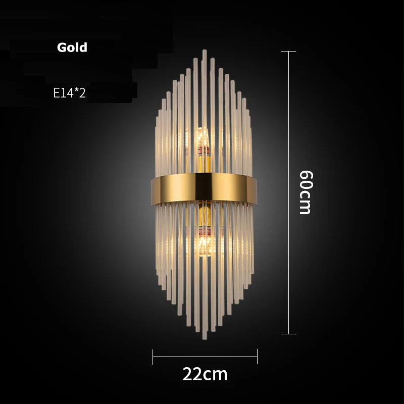 Afralia™ Chrome Gold Crystal LED Wall Sconce - Designer Wall Light for Bedroom & Corridor