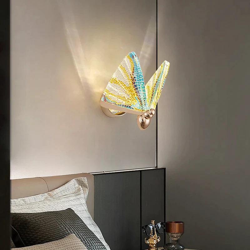 Afralia™ Nordic Butterfly Wall Lamp LED Modern Bedroom Decoration Light