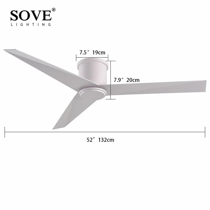 Afralia™ Modern Low Floor Aluminum Blade Ceiling Fan with Remote Control, No Light