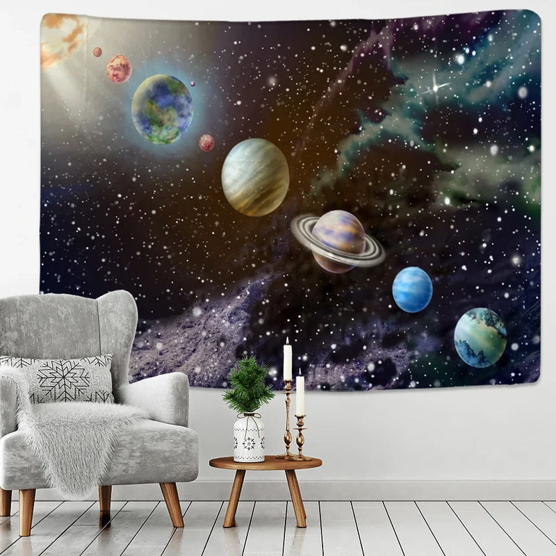 Afralia™ Starry Night Sky Tapestry - Psychedelic Boho Mandala Wall Hanging