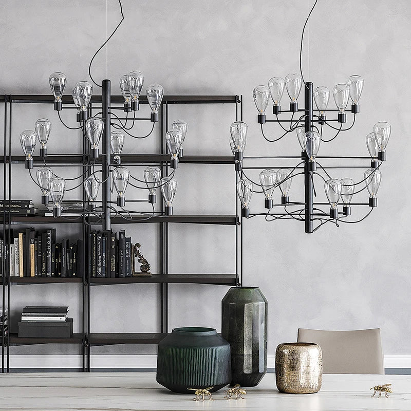 Afralia™ Contemporary Iron Glass Chandelier for Stylish Foyer Lighting