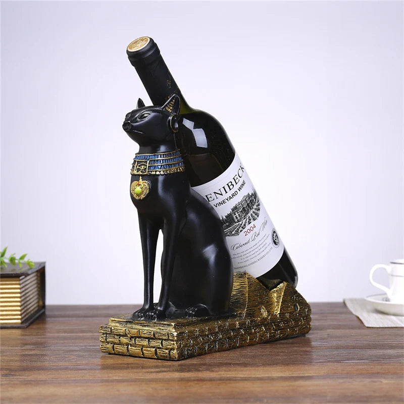 Afralia™ Egyptian Cat & Dog God Wine Rack: Modern Home Decoration Figurines & Holder