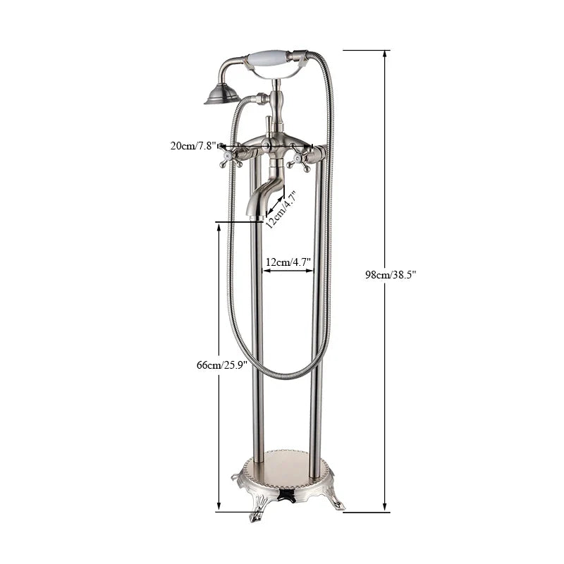 Afralia™ Dual Handle Clawfoot Bathtub Shower Faucet, Golden Polished Free Standing Mixer