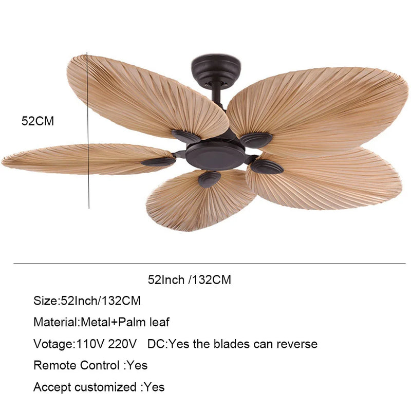 Afralia™ 52 Inch LED Ceiling Fan Without Light Remote Control Reverse Function