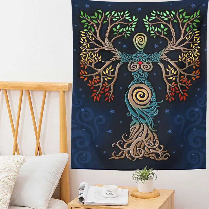 Afralia™ Tarot Mysterious Tree of Life Wall Decor Tapestry Art Dorm Room