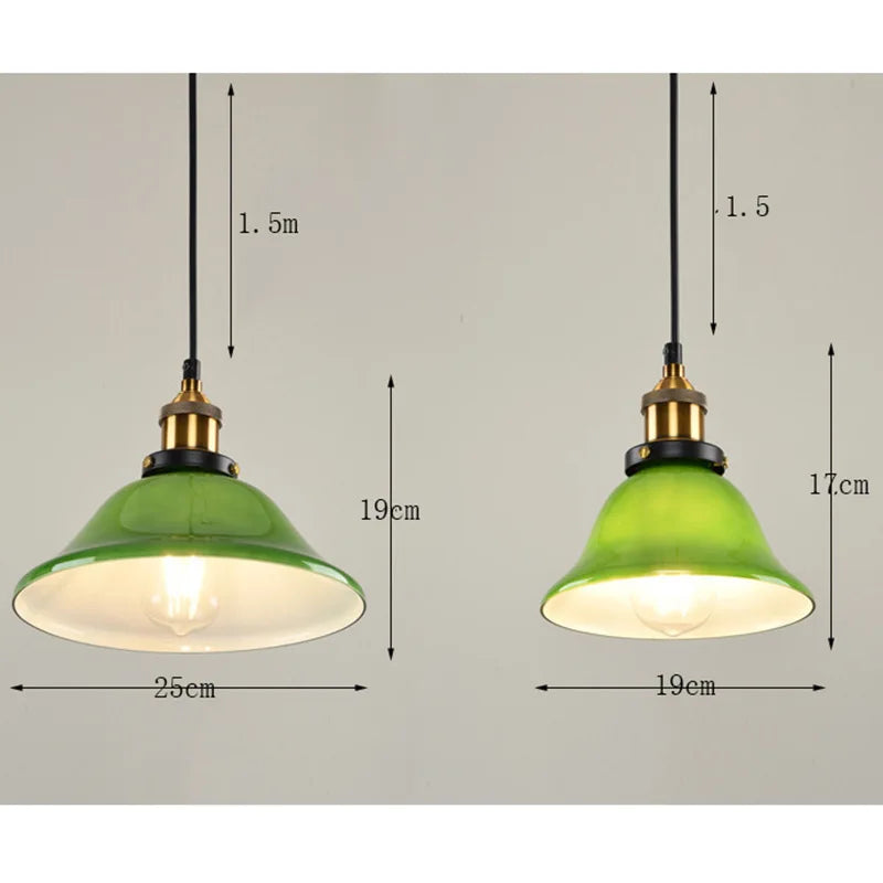 Afralia™ Green Glass Art Pendant Lamp: Nostalgic Industrial Style for Restaurant, Bar, and Coffee Shop