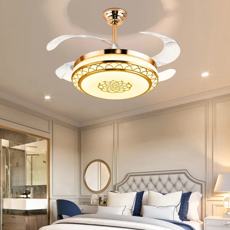 Afralia™ Living Room Electric Fan Light: Stylish Wind Power Fixture for Home Décor