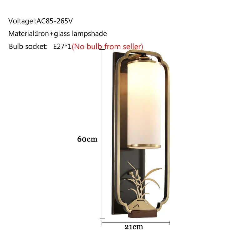 Afralia™ Elegant Iron Glass Wall Sconce for Living Room Bedroom TV Background