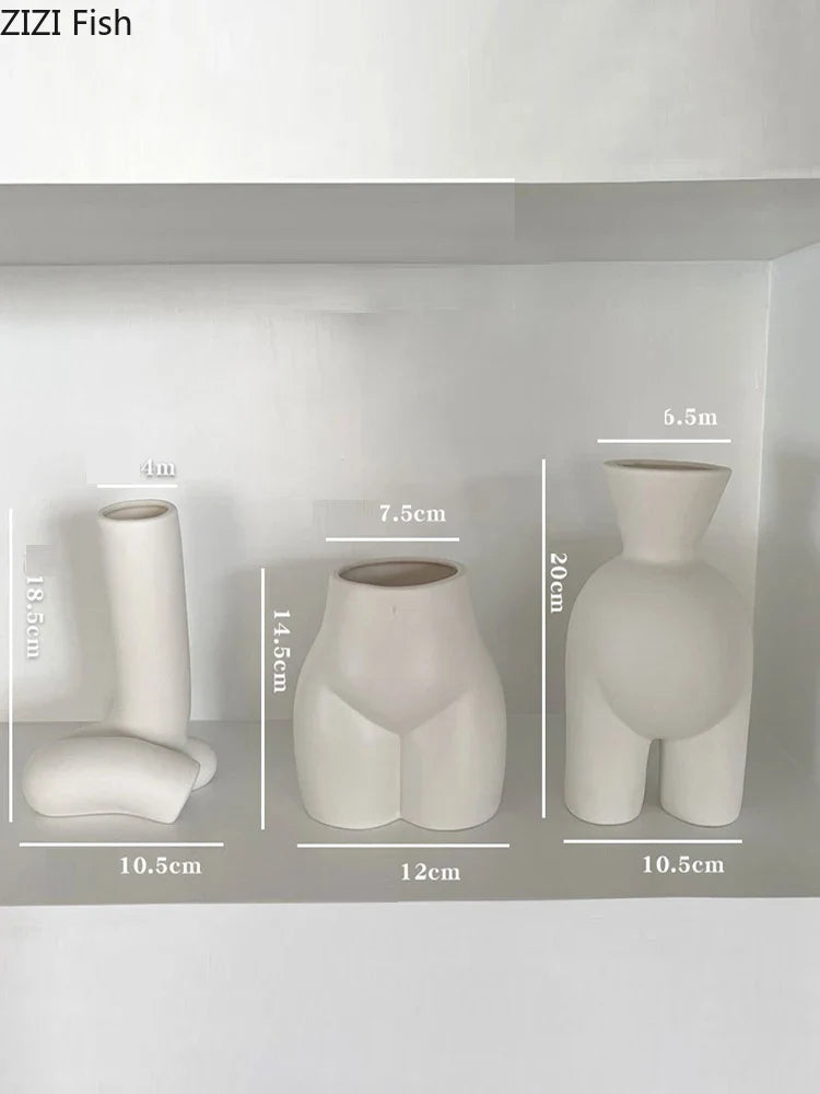 Afralia™ Abstract Human Body Vase - Ceramic Half-length Home Decoration