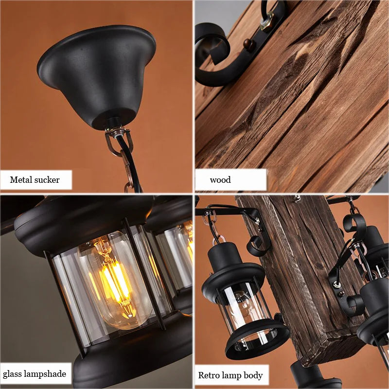 Afralia™ Wood Pendant Lamp: Industrial, Glass Table Lamp for Living, Dining, Bedroom