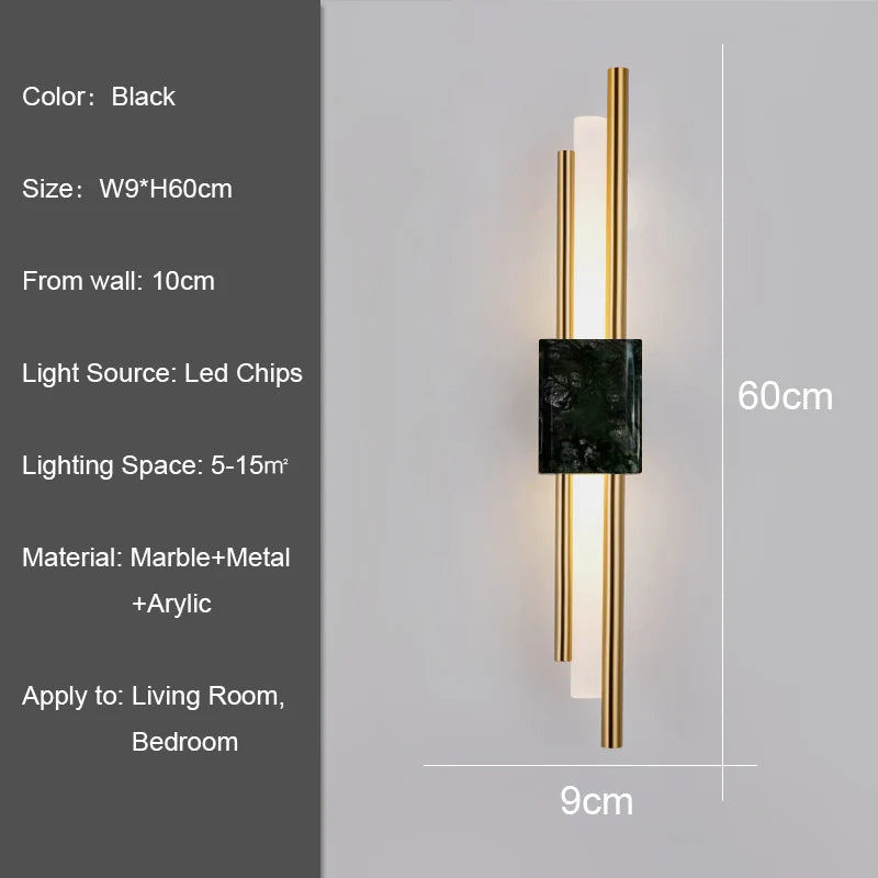 Afralia™ Marble Wall Light: Modern LED Indoor Decor - Black/White/Green Luxury Aesthetics