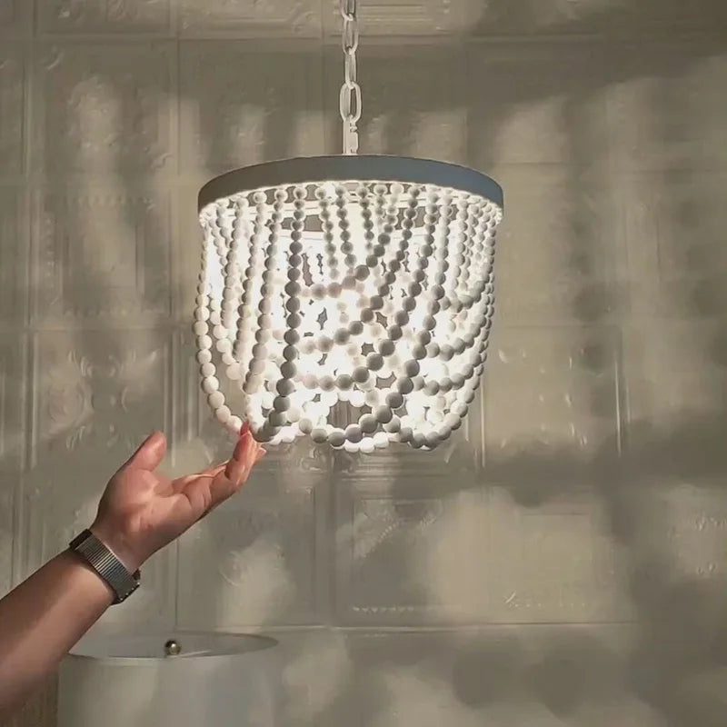 Afralia™ White Beads Chandelier: Mini Pendant Lighting for Bedroom, Kitchen, Dining Room