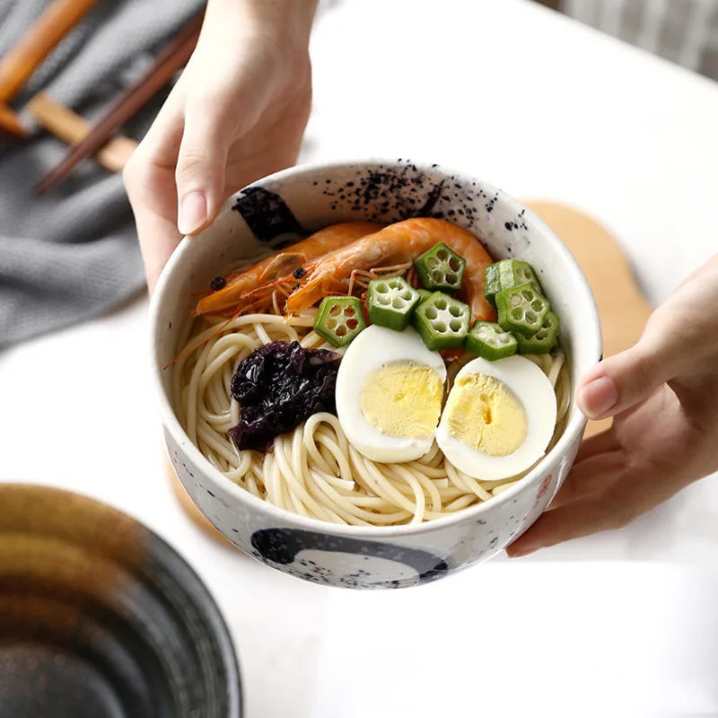 Afralia™ Ceramic Ramen Bowl - Large Soup Bowl for Noodles, Salad, and More