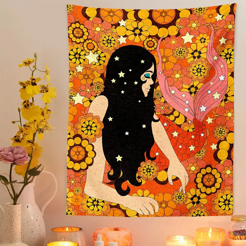 Afralia™ Retro Colorful Tapestry Wall Hanging for Girls Dorm Decor