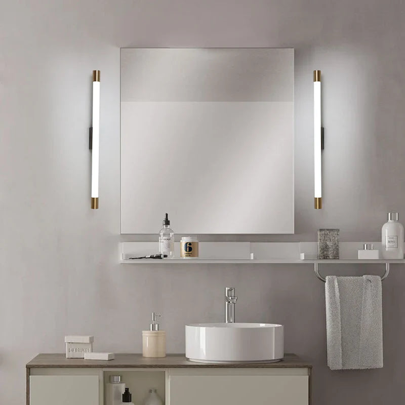Afralia™ Nordic Black Gold LED Wall Lamp for Bathroom Mirrors