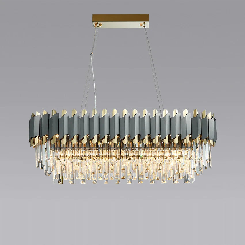 Afralia™ Art Deco Golden Black Crystal Pendant Lights for Dinning Room