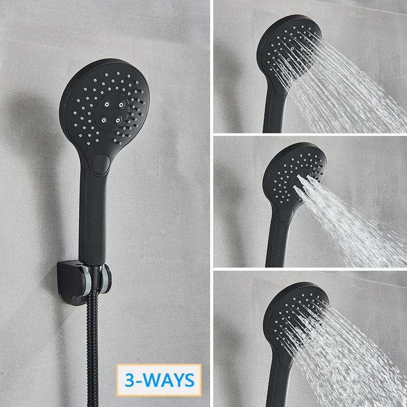 Afralia™ Matte Black Wall Mount Shower Mixer Valve Bathroom Faucet Bathtub Control