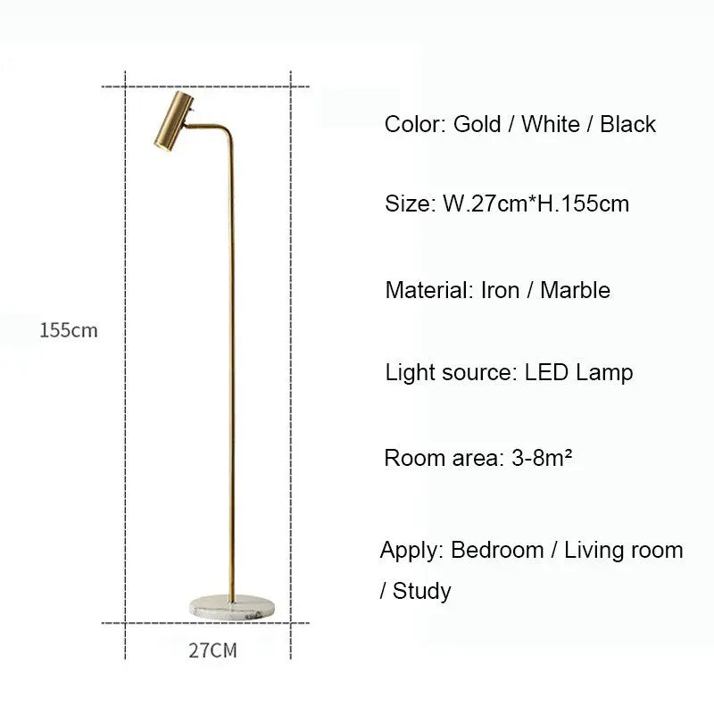 Afralia™ Metal Marble Base Floor Lamp - Minimalist Modern Standing Light