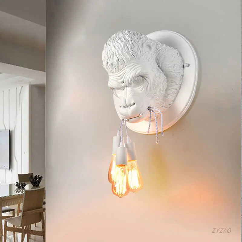 Afralia™ Gorilla Resin Wall Sconce Retro Bedside Lamp Luminaire