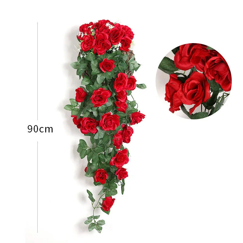 Afralia™ Rattan Vine Rose Wall Hanging: Home Wedding Door Decor Artificial Flowers
