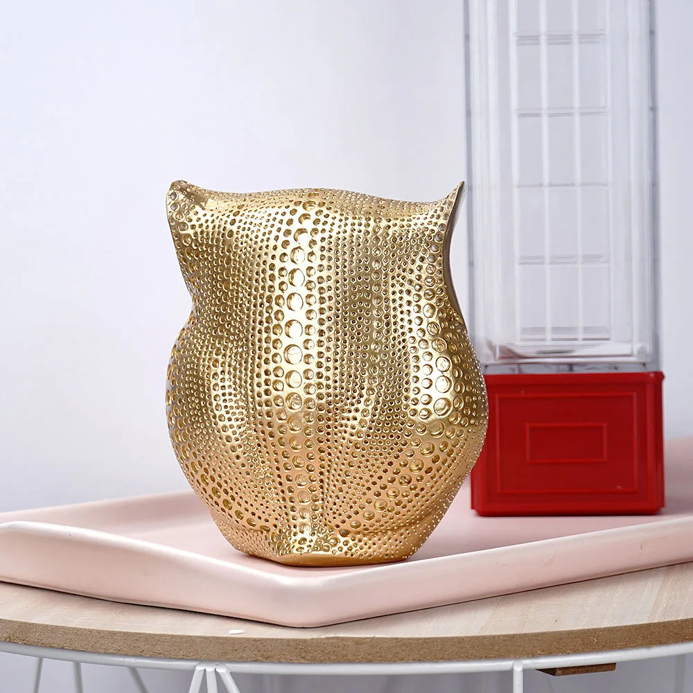Afralia™ Golden Owl Figurines: Resin Animal Statues for Home Decor & Gifts