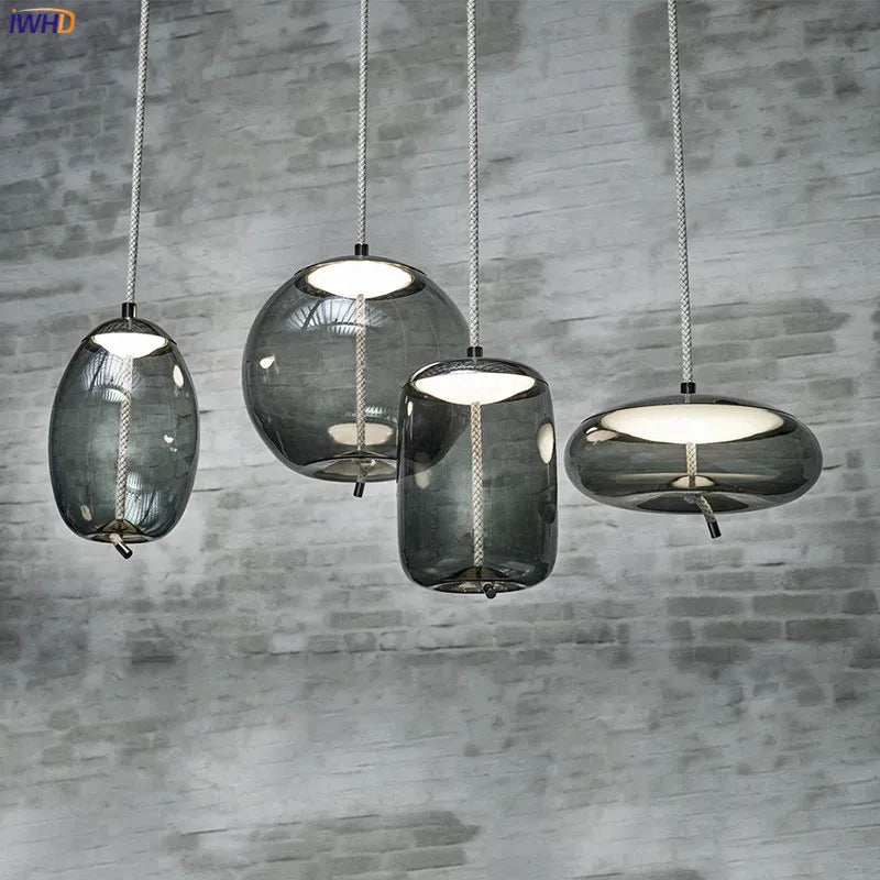 Afralia™ Nordic Glass LED Pendant Light Fixture Modern Living Room Hanging Lamp