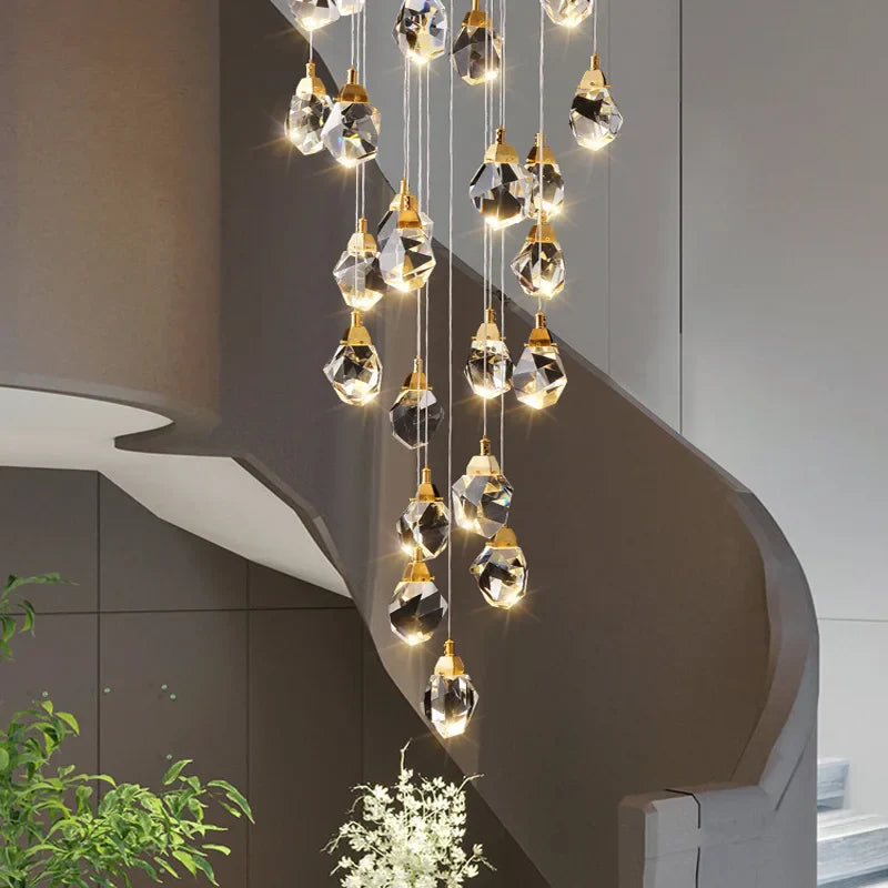 Afralia™ Nordic Crystal Chandelier for Duplex Villa Stair Living Dining Exhibition Hall