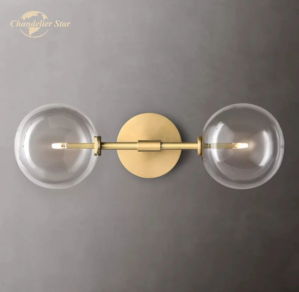 Afralia™ Clear Glass Globe Linear LED Wall Sconce for Bathroom Corridor Bedroom