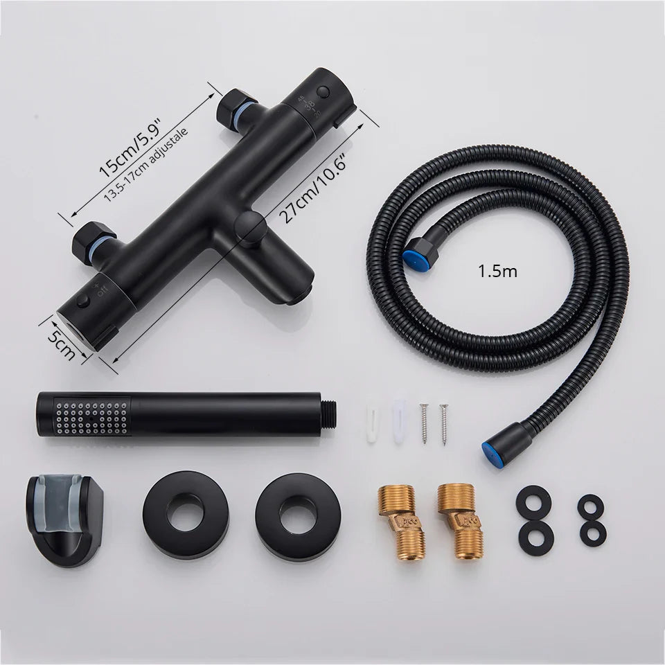 Afralia™ Thermostatic Shower Bath Mixer Set - Hot Cold Water Bathroom Mixer Valve