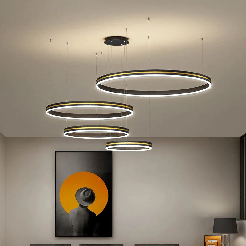 Afralia™ Modern Circle Pendant Chandelier for Living Room, Kitchen, and Loft