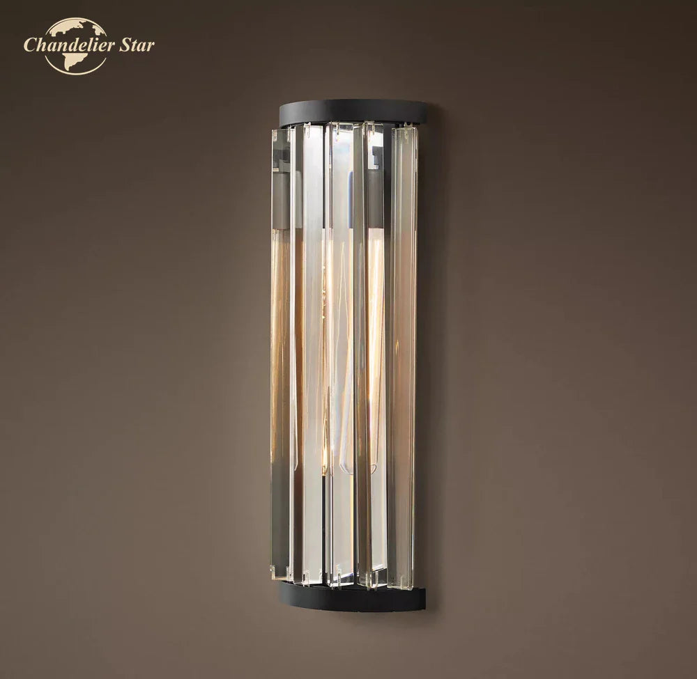 Afralia™ Crystal Prism LED Wall Sconce - Modern Black Lustre Lighting Fixtures