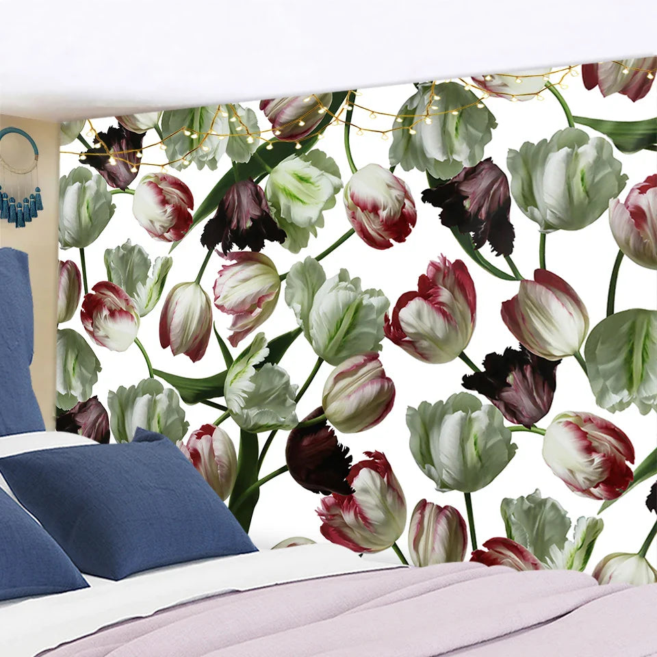 Afralia™ Botanical Wildflower Tapestry Wall Hanging Flower Chart Hippie Bohemian Tapestries