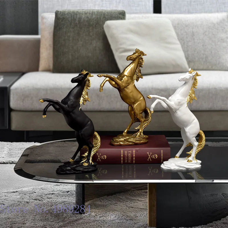 Afralia™ Golden Horse Animal Sculpture for Home Decor and Office Desk crafted Figurine