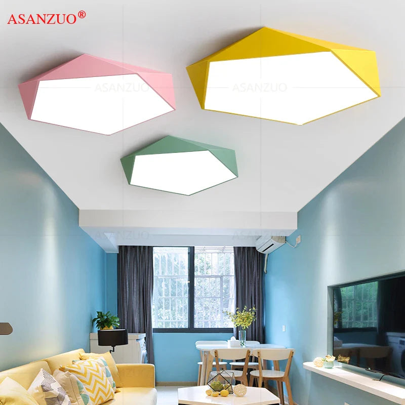 Afralia™ Pentagon LED Ceiling Light: Multicolor Children's Bedroom & Living Room Fixture