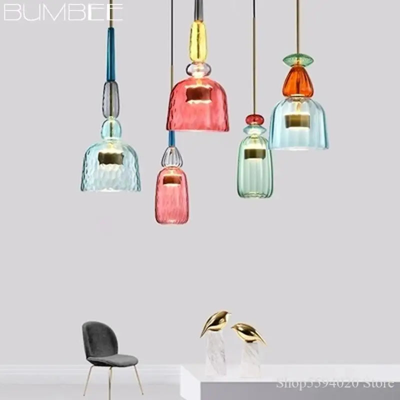 Afralia™ Retro Glass Candy Pendant Light for Children's Room - Nordic Style
